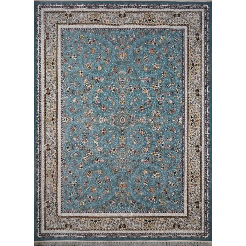 فرش کد 9516 طرح افشان آبی 1200 شانه تراکم 3600 نخ تمام آکریلیک