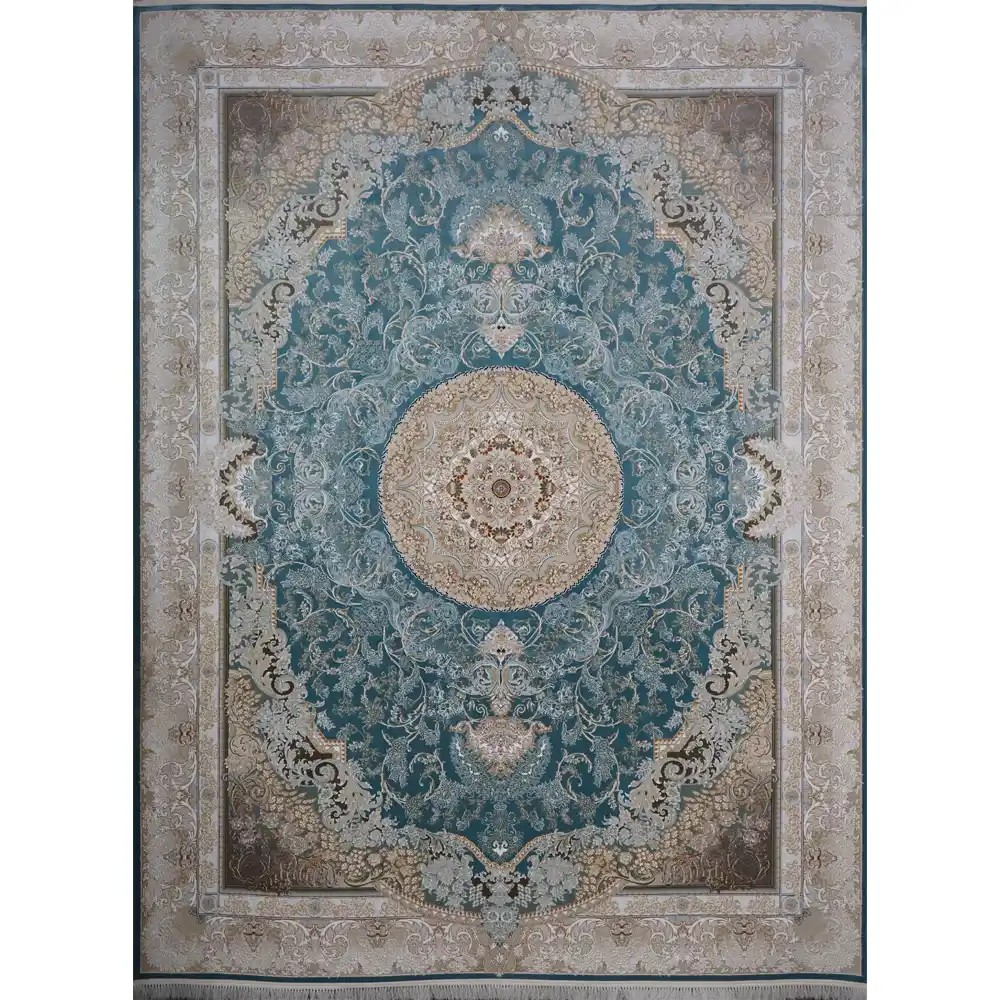 فرش کد 9562 آبی 1200 شانه تراکم 3600 نخ صددرصد آکریلیک