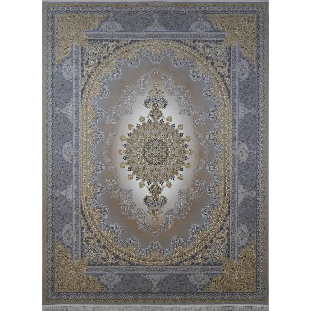 فرش کد 9771 نقره ای 1200 شانه تراکم 3600 نخ تمام آکریلیک